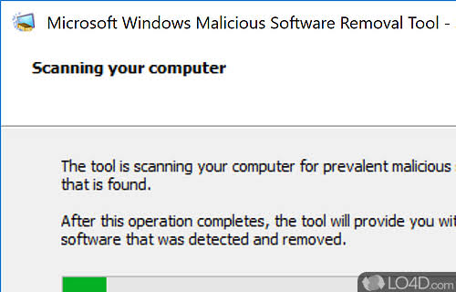Screen shot of Microsoft Malicious Software Removal Tool For Windows (MSRT)